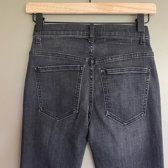 THE GREAT The Nerd Raw Hem Jeans In Black Size 24 Kick Flare High Rise Straight - Picture 14 of 16